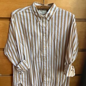 Like Sezane - Jcrew White & Camel Stripes Button Down Shirt 🤎
